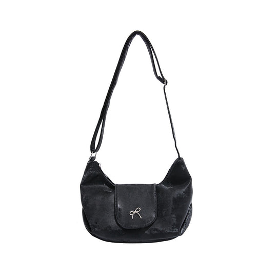 Damen Schultertasche mit elegantem Samtmaterial und verspieltem Schleifendetail Nord Taschen