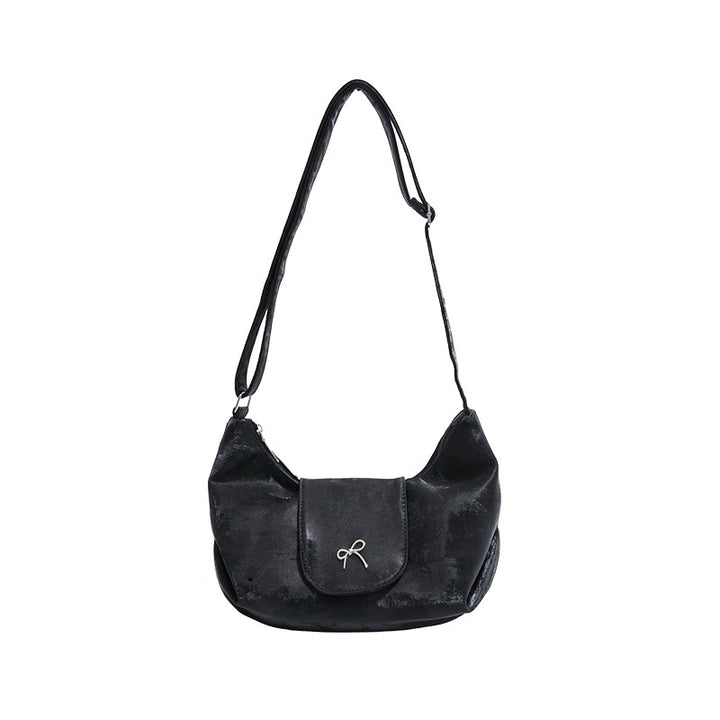Damen Schultertasche mit elegantem Samtmaterial und verspieltem Schleifendetail Nord Taschen