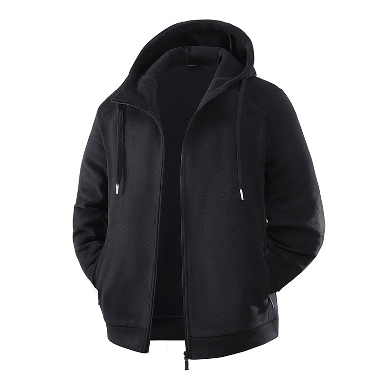 Herren Fleece-Softshell Hybridkapuzenjacke mit Teddy-Innenfutter & verstellbarer Kapuze Nord Taschen
