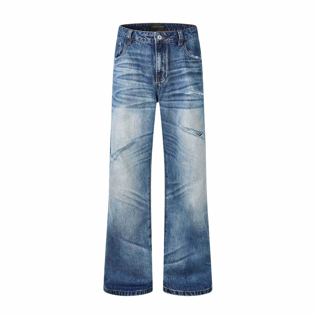Damen Hochgeschnittene Jeans mit weitem Bein, Destroyed‑Look und Fünf‑Taschen‑Schnitt Nord Taschen
