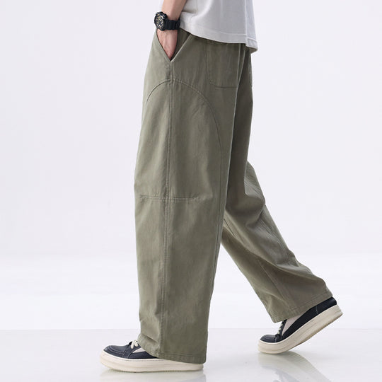 Herren Locker geschnittene Utility-Hose mit weitem Bein, markanten Ziernähten und elastischem Bund Nord Taschen