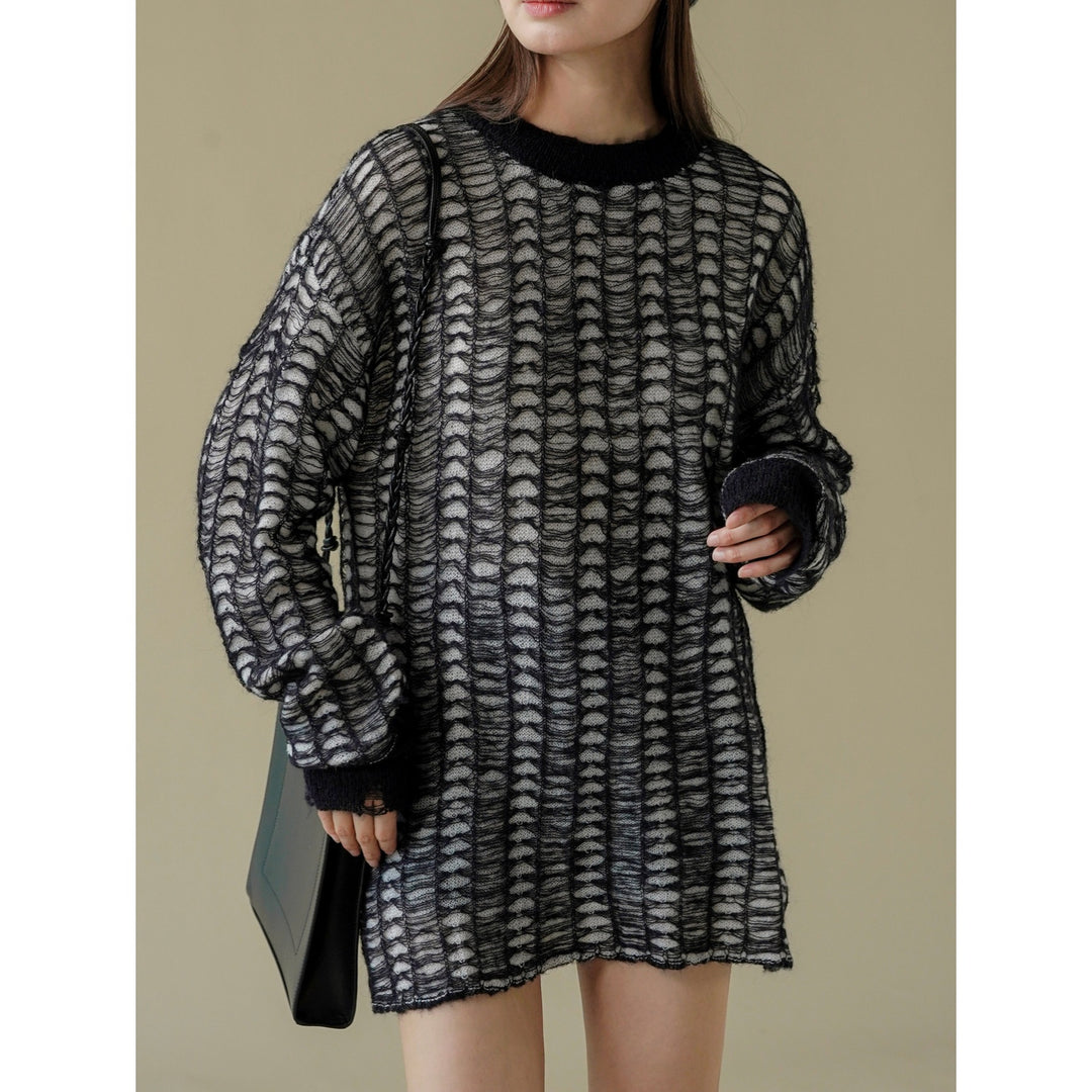 Damen Oversize-Netzstrick-Minikleid aus Mohair-Optik Nord Taschen