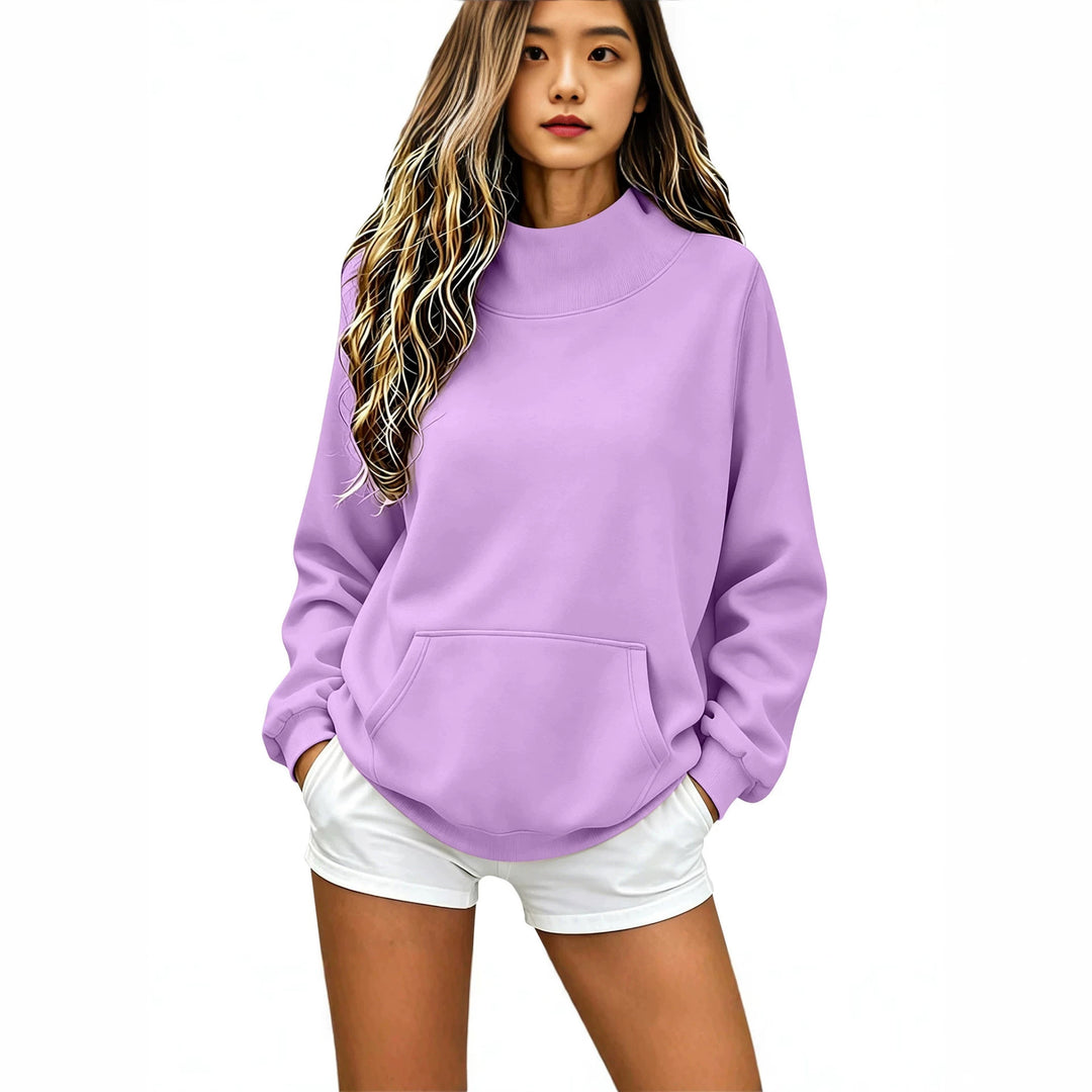 Damen Oversize Hoodie mit hohem Rollkragen und Kängurutasche Nord Taschen
