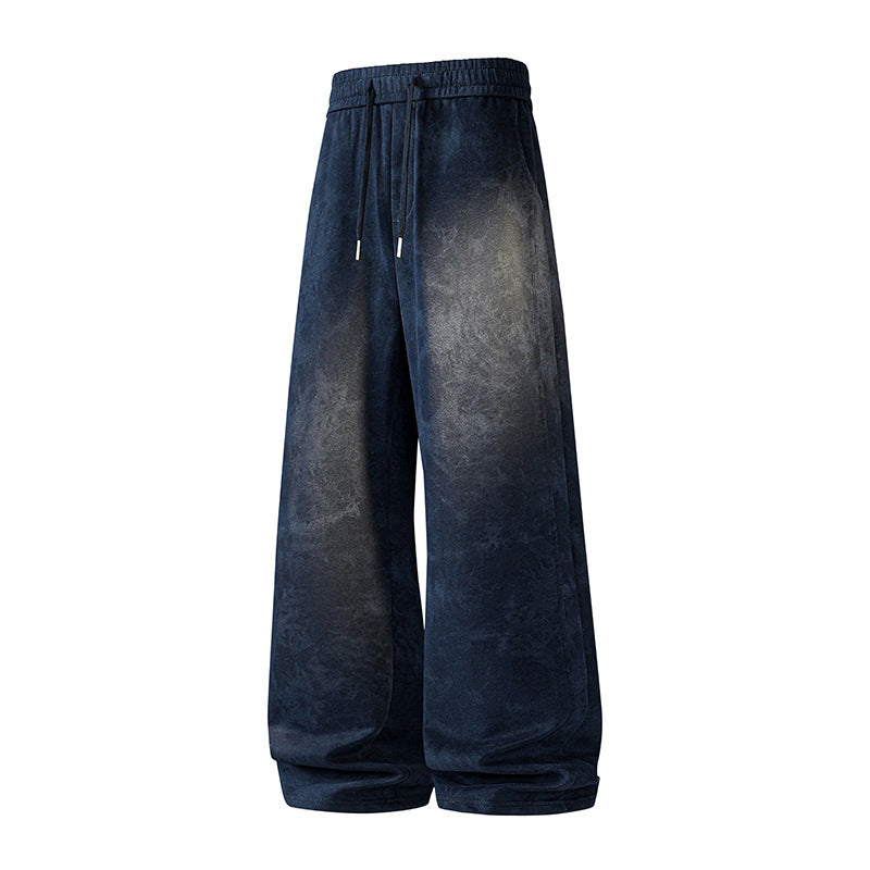 Damen Weite High-Waist Baggy-Sweathose mit Marmorier-Print, Kordelzug & elastischem Saum Nord Taschen