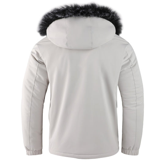 Herren  gefütterte Winterparka mit Kunstfellkapuze, Thermoisolierung und multifunktionalen Taschen Nord Taschen