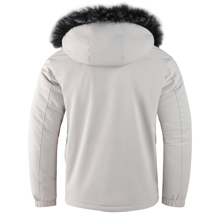 Herren  gefütterte Winterparka mit Kunstfellkapuze, Thermoisolierung und multifunktionalen Taschen Nord Taschen