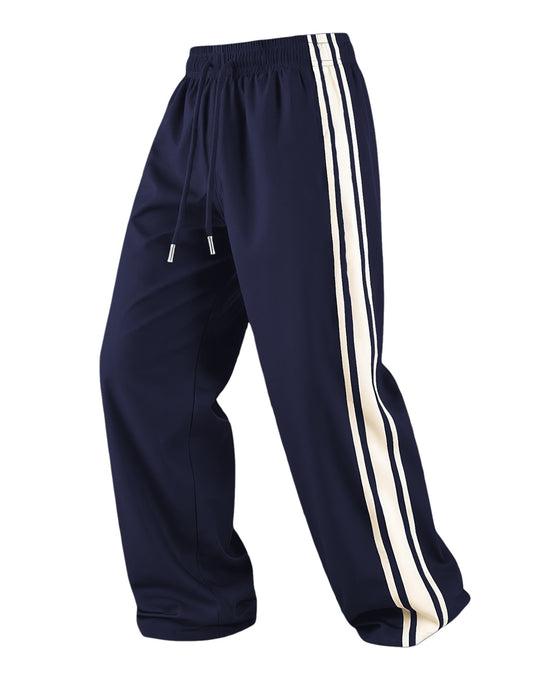 Herren Weite Trainingshose mit elastischem Tunnelzugbund, seitlichem Kontraststreifen & lockerem Baggy‑Schnitt Nord Taschen