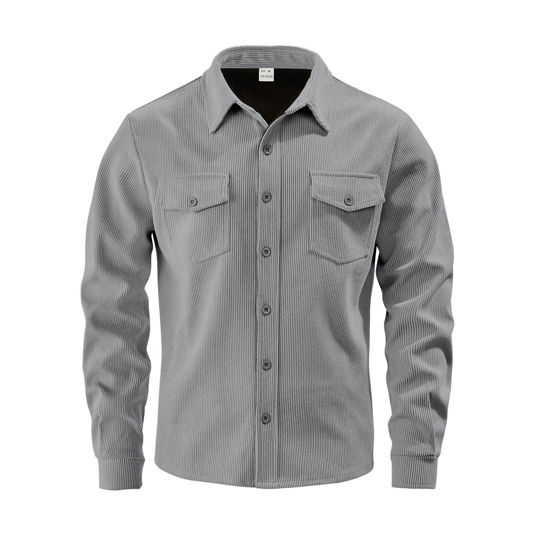 Herren Kordhemdjacke aus breitem Cord mit Pattentaschen und Hemdkragen Nord Taschen