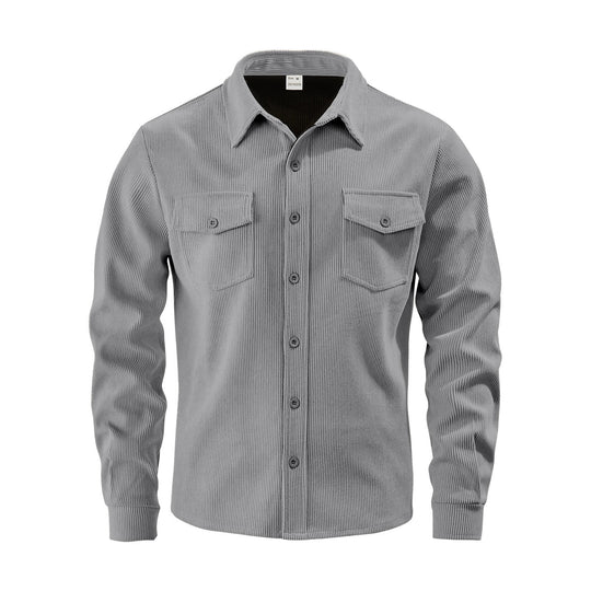 Herren Kordhemdjacke aus breitem Cord mit Pattentaschen und Hemdkragen Nord Taschen