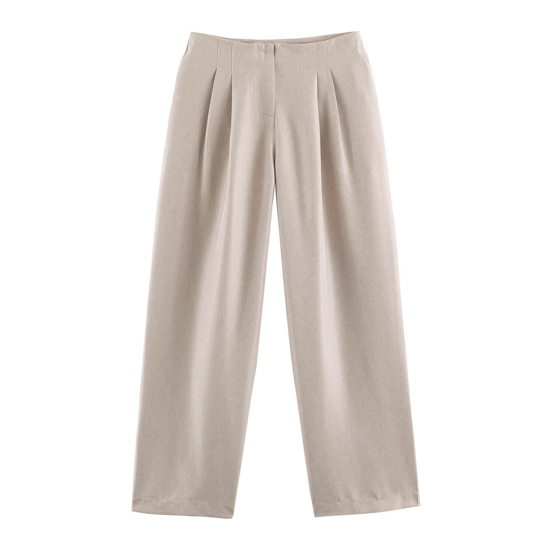 Damen Hochtaillierte Bundfaltenhose mit weitem Bein und Cropped‑Schnitt Nord Taschen