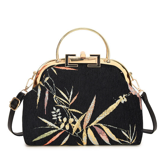 Damen elegante Handtasche mit kunstvoller Vogel-Stickerei Nord Taschen