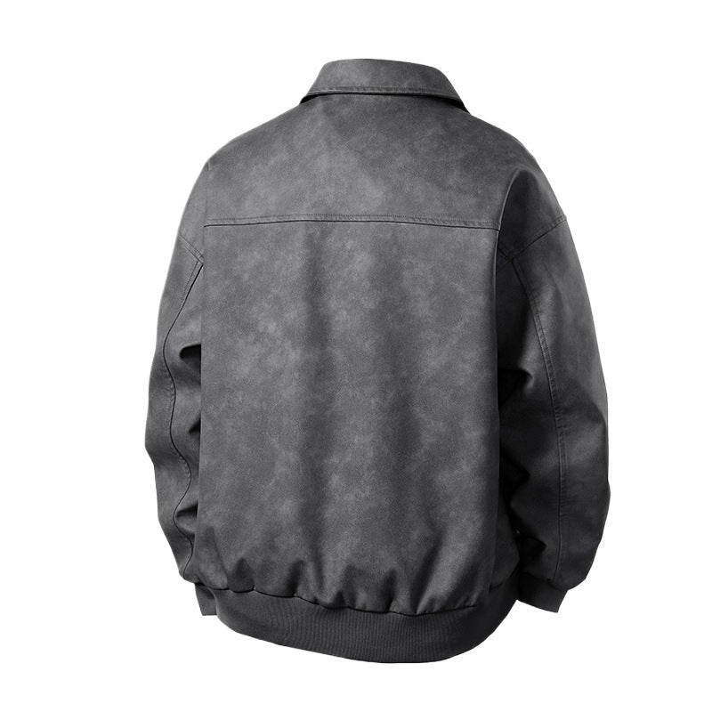 Herren Boxy-Suede-Überhemdjacke mit glatter Veloursleder‑Optik, verdecktem Reißverschluss & elastischen Bündchen Nord Taschen