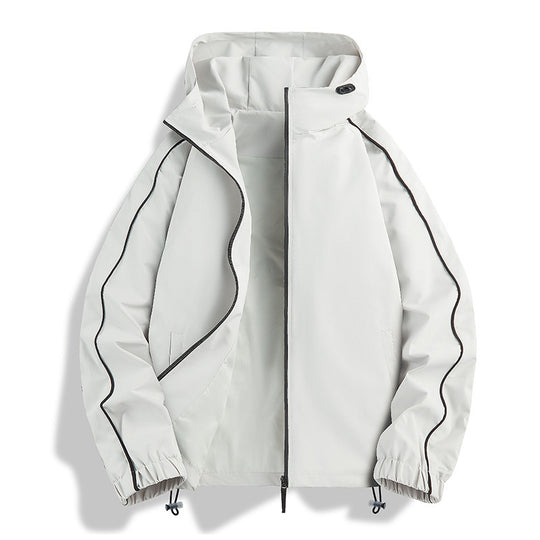 Unisex Leichte zweifarbige Wind- und Regenjacke mit Kapuze, Kordelzug und Reißverschlusstaschen Nord Taschen