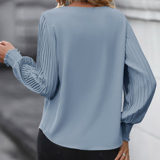 Damen Elegantes V-Ausschnitt Oberteil mit Rüschendetails Nord Taschen