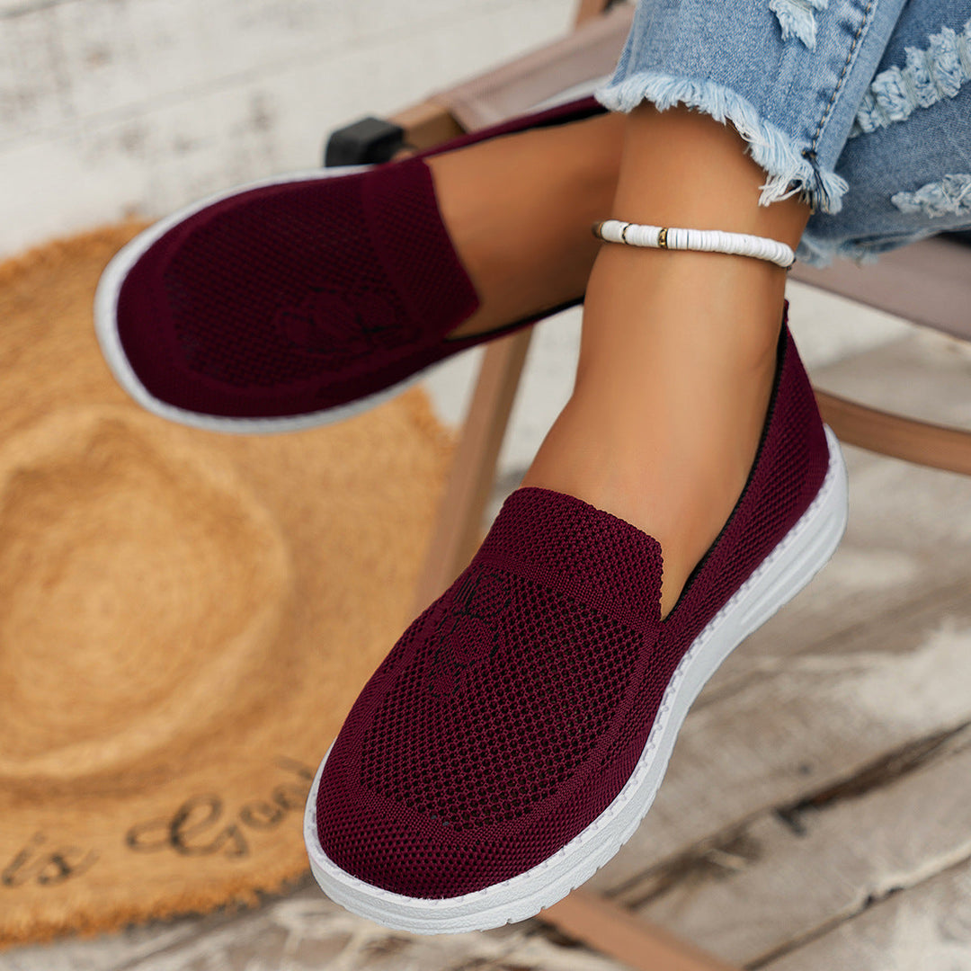Damen luftige Slip-On Sneakers mit atmungsaktiver Struktur