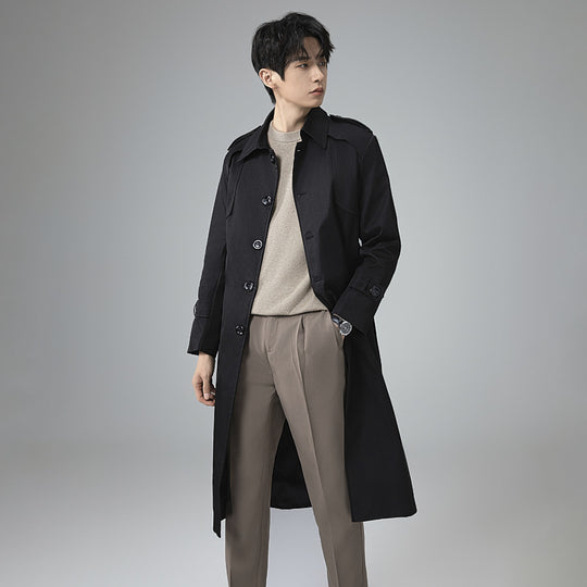 Herren Trenchcoat mit Taillengürtel, Schulterklappen und klassischer Knopfleiste Nord Taschen