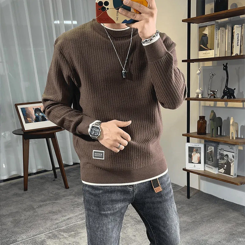 Herren Feinstrick-Ripppullover mit Rundhalsausschnitt und legerer Oversize-Passform Nord Taschen