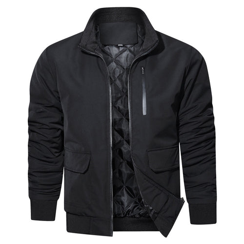 Herren leichter Utility-Bomberjacke mit geripptem Bund, Reißverschluss-Brusttasche und Pattentaschen Nord Taschen