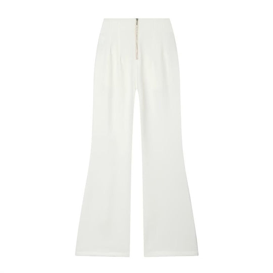Damen Hochtaillierte weite Stoffhose mit geradem Bein und verdecktem Bund Nord Taschen