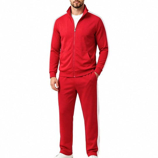 Herren Jogginganzug-Set aus French-Terry mit Stehkragen, Seitenstreifen und Reißverschlussjacke Nord Taschen