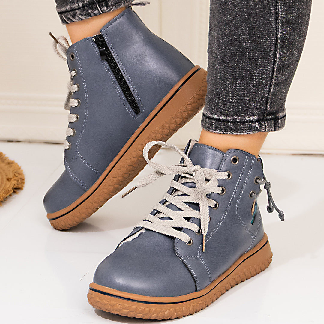 Damen nan gefütterte Schnür-Stiefelette mit seitlichem Reißverschluss und profilierter Gummisohle Nord Taschen