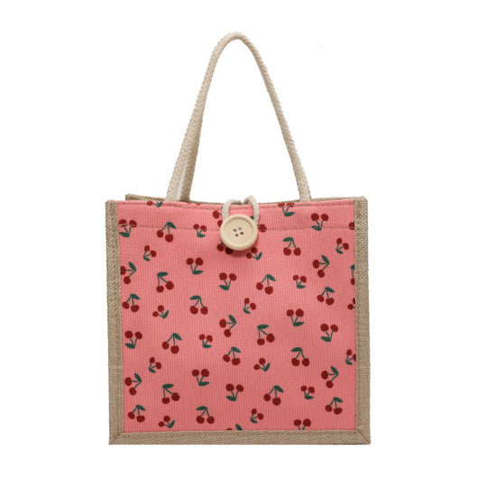 Damen Jute-Tasche mit buntem Blumenmuster Nord Taschen