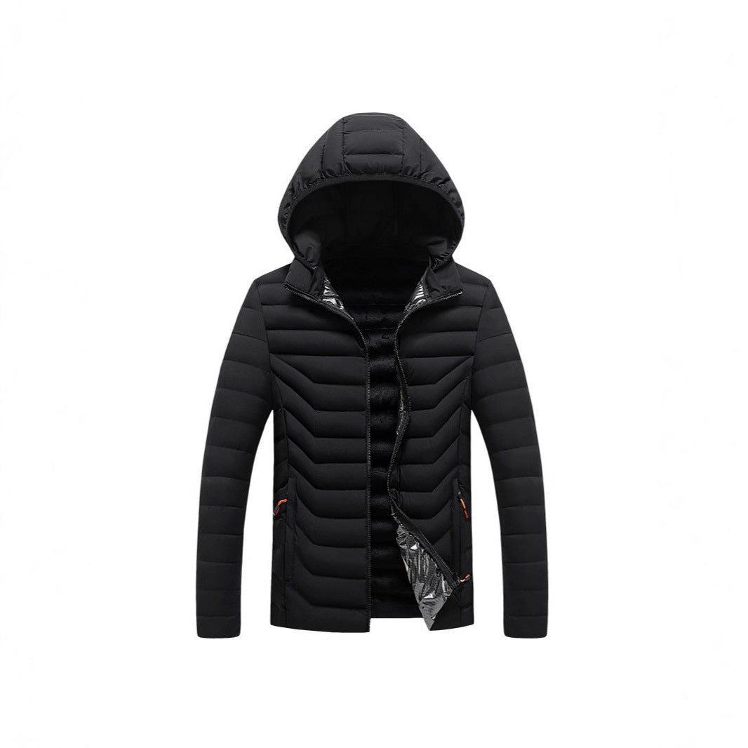 Herren Ultraleichte gesteppte Kapuzenjacke mit Chevron-Steppung, winddichter Außenlage und Thermofutter Nord Taschen