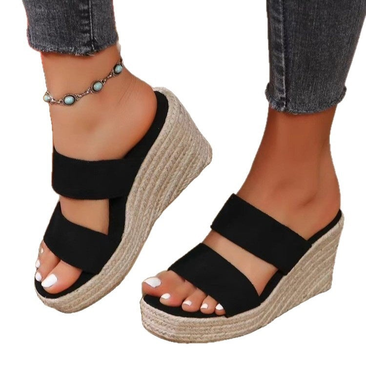 Damen Wedge-Pantoletten mit modischen Riemen und komfortablem Fußbett