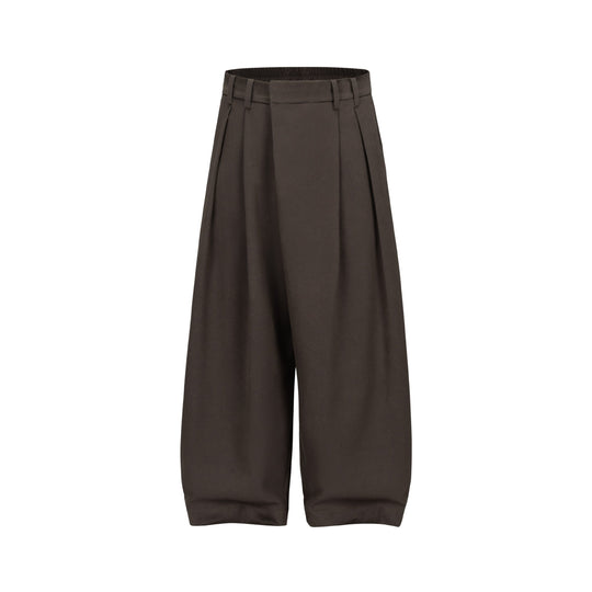 Damen Weite Plissee-Hose mit hoher Taille und elastischem Rückbund Nord Taschen