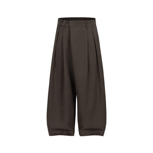 Damen Weite Plissee-Hose mit hoher Taille und elastischem Rückbund Nord Taschen