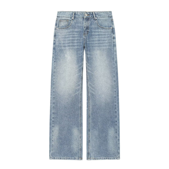 Damen Weite Denim-Jeans mit Glitzerfinish und hoher Taille Nord Taschen