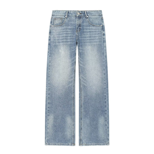 Damen Weite Denim-Jeans mit Glitzerfinish und hoher Taille Nord Taschen