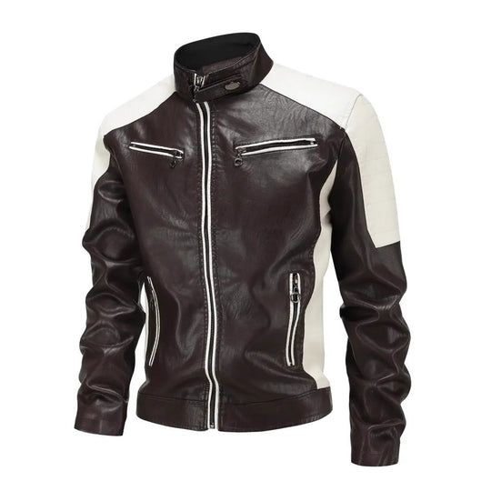 Herren Sportliche Kunstlederjacke mit Reißverschluss Nord Taschen