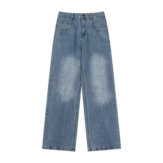 Damen Weite High‑Waist-Jeans mit geradem, weitem Bein und Stickerei auf Gesäßtaschen Nord Taschen