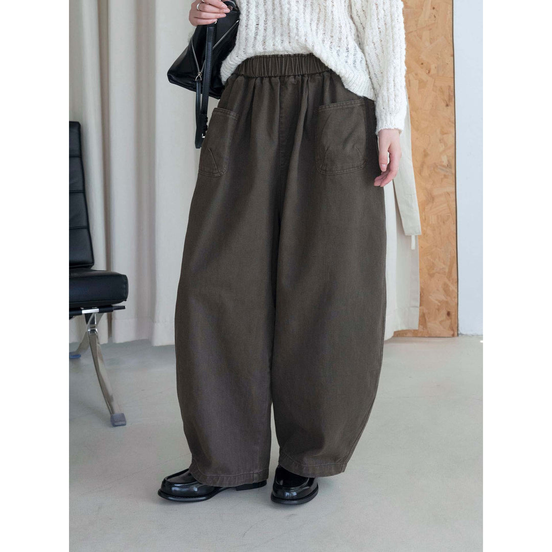 Damen Weite High‑Waist Culotte-Hose mit elastischem Bund und aufgesetzten Taschen Nord Taschen