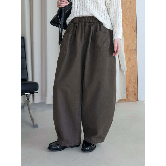 Damen Weite High‑Waist Culotte-Hose mit elastischem Bund und aufgesetzten Taschen Nord Taschen
