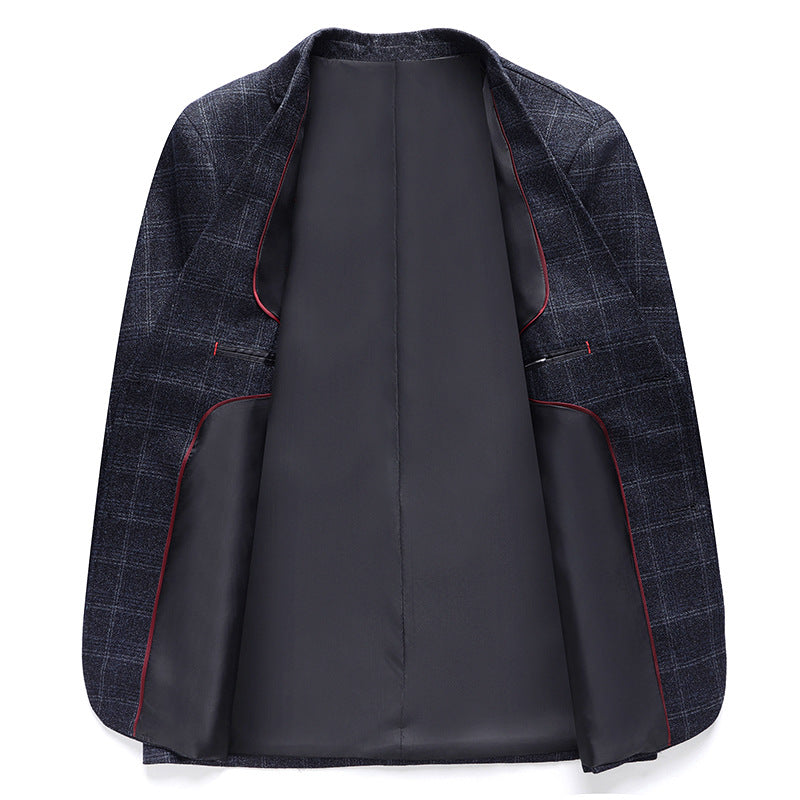 Herren Karierter Business-Blazer aus Wollmix mit leichtem Stretch und aufgesetzten Taschen Nord Taschen
