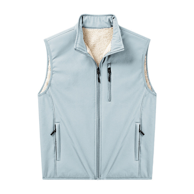 Herren Sherpa-gefütterte Softshell-Weste mit Stehkragen und Reißverschlusstaschen Nord Taschen
