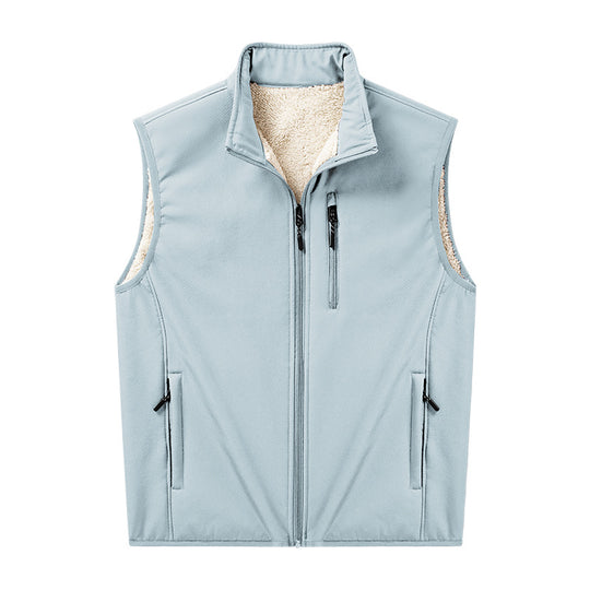 Herren Sherpa-gefütterte Softshell-Weste mit Stehkragen und Reißverschlusstaschen Nord Taschen
