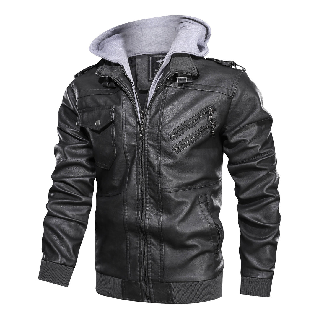 Herren Piloten-Blouson aus Kunstleder mit integriertem Kapuzen-Inlay und Zipper-Details Nord Taschen