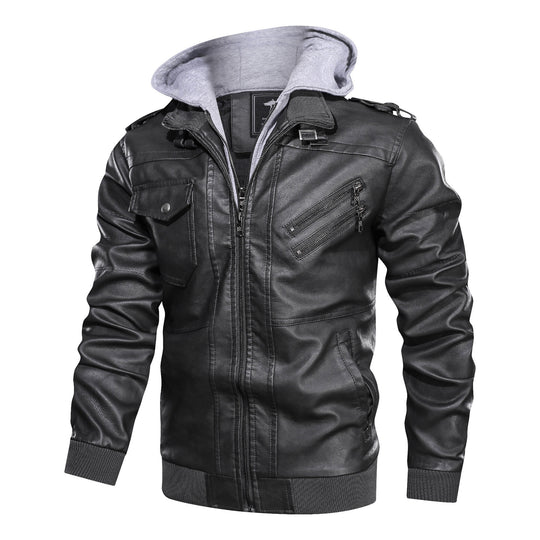 Herren Piloten-Blouson aus Kunstleder mit integriertem Kapuzen-Inlay und Zipper-Details Nord Taschen