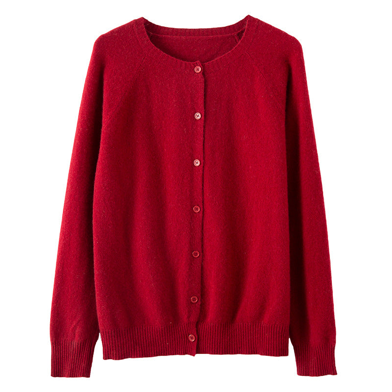 Damen Kurzgeschnittener Feinstrick-Cardigan mit Rundhalsausschnitt und kastiger Passform Nord Taschen