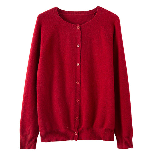 Damen Kurzgeschnittener Feinstrick-Cardigan mit Rundhalsausschnitt und kastiger Passform Nord Taschen