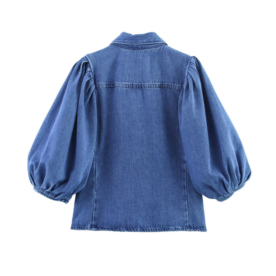 Damen 100+ hochtaillierte weite Denim‑Palazzohose mit Five‑Pocket und geradem Saum Nord Taschen