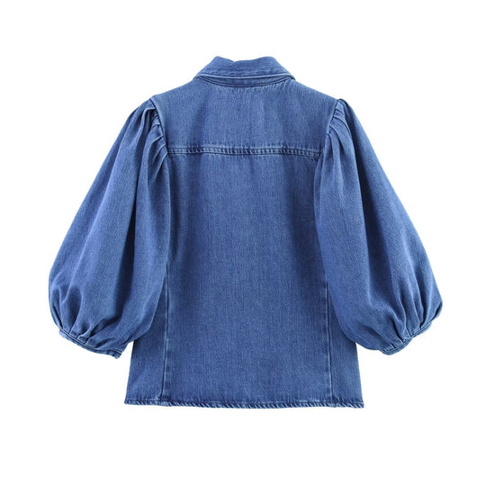 Damen 100+ hochtaillierte weite Denim‑Palazzohose mit Five‑Pocket und geradem Saum Nord Taschen