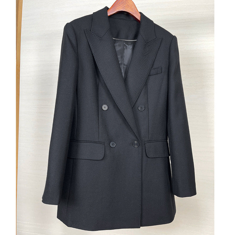 Damen Taillierter Longline-Blazer mit doppelreihiger Knopfleiste und Pattentaschen Nord Taschen