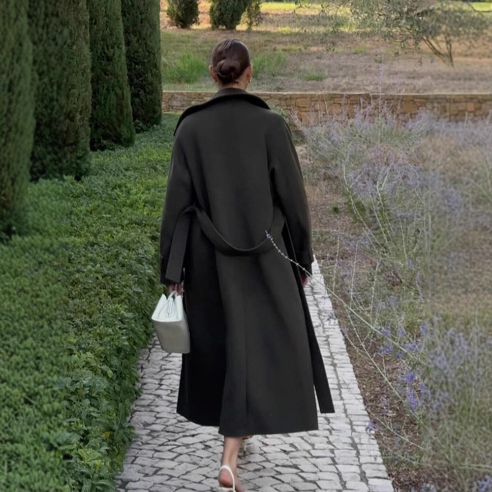 Damen Maxilanger Wollmantel im Cocoon‑Schnitt mit voluminösem Schalkragen Nord Taschen
