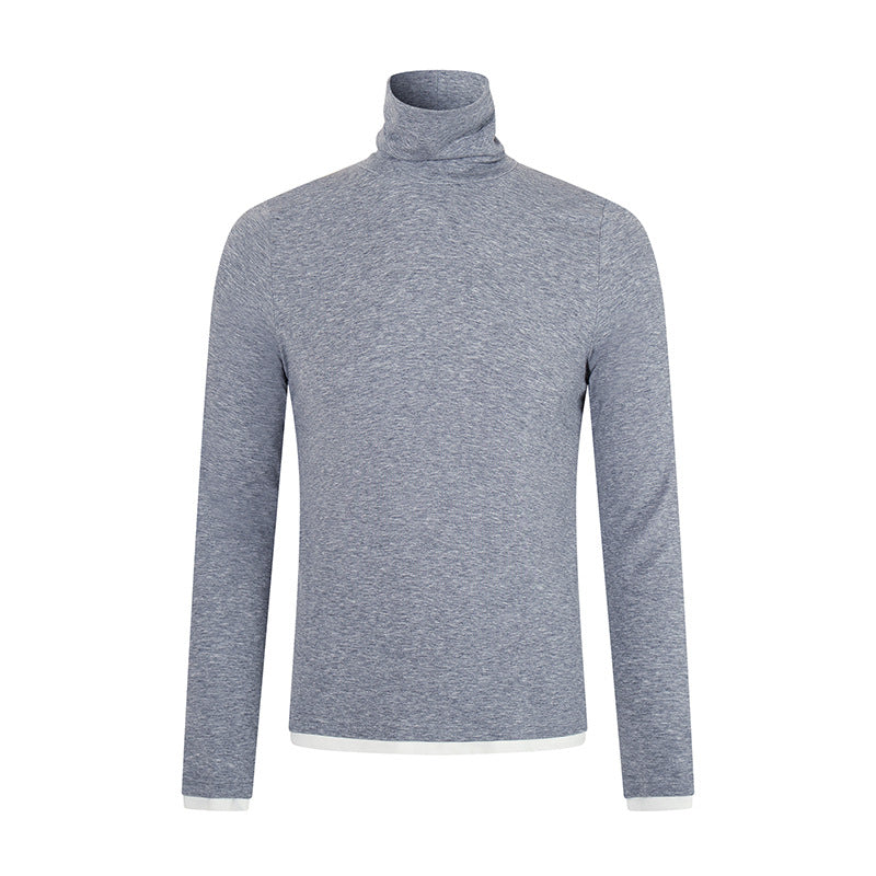 Herren Slim-Fit Rollkragen-Feinstrickshirt mit Melange-Jersey und Stretch Nord Taschen