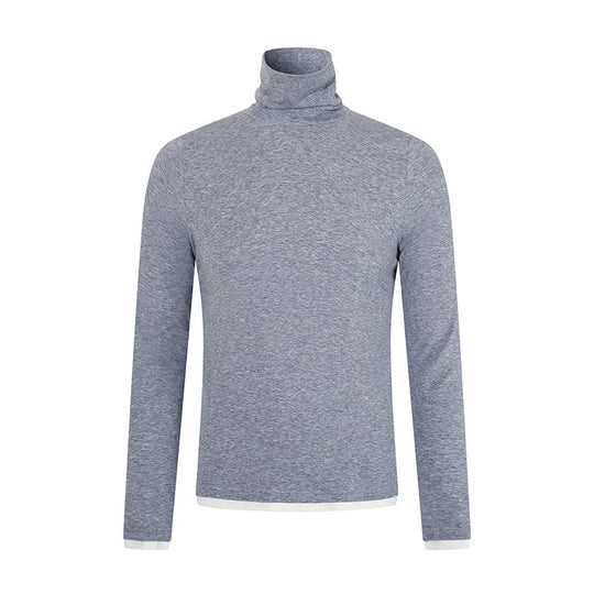 Herren Slim-Fit Rollkragen-Feinstrickshirt mit Melange-Jersey und Stretch Nord Taschen