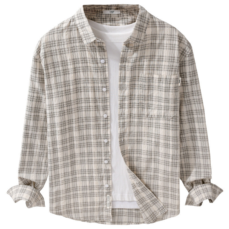 Herren Karierter Baumwoll-Overshirt im Relaxed-Fit mit Brusttasche und Soft‑Touch Nord Taschen